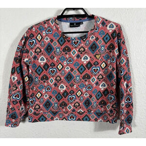 Emily Lovelock Tessa Sweatshirt Womens Size Small Pink Cotton Cropped 3/4 Sleeve